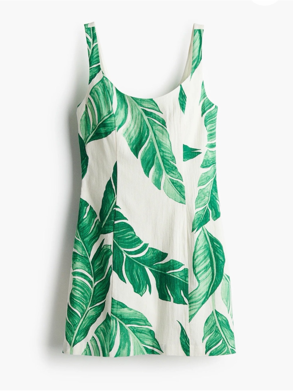 H&M White Mini Dress with Green Leaf Print - Picture 4 of 5